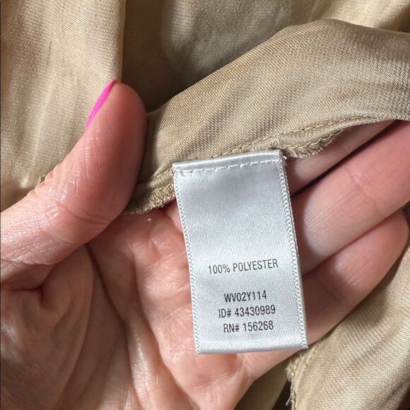 Madison Grey Beige Tan Stone Wash Sleeveless Silky Tiered Knee Length Dress - Picture 10 of 10